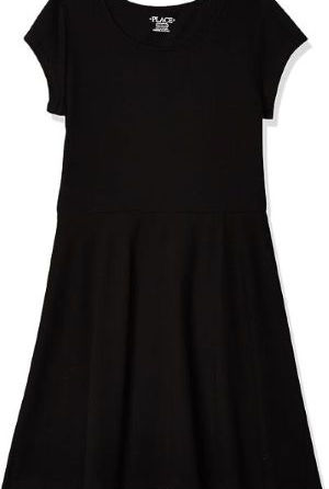 The Children's Place girls' short sleeve skater dress in a vibrant color.