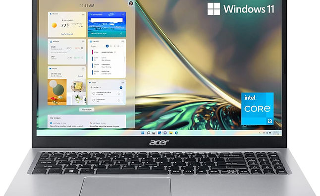 Acer Aspire 5 laptop displayed open on a clean modern desk setup with a full HD display and sleek design built for school, wo