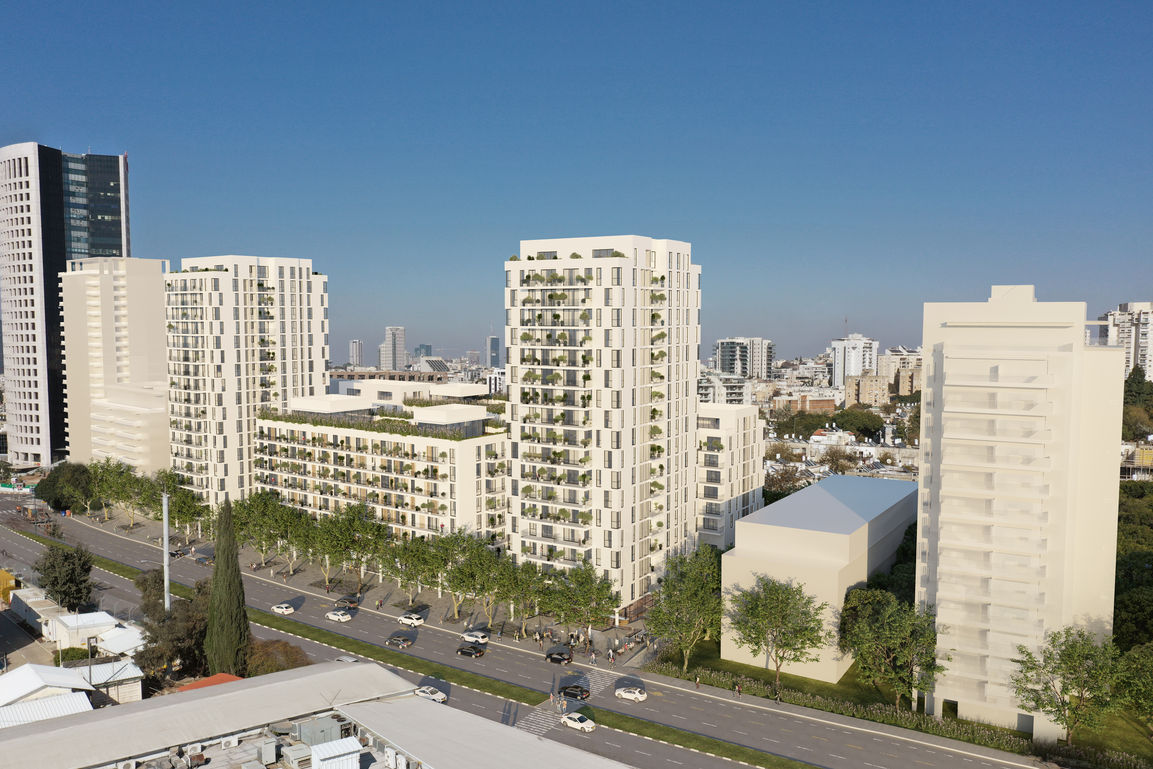 Modern high-rise apartments in city
