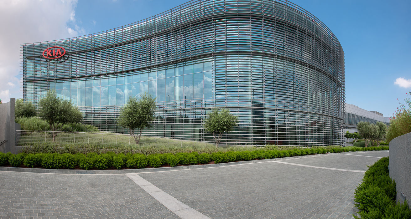 Kia Motors' modern glass building