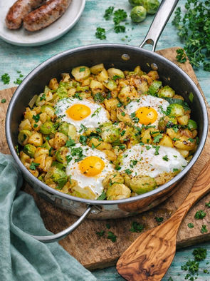 Kartoffel Rosenkohl Pfanne mit Lauch