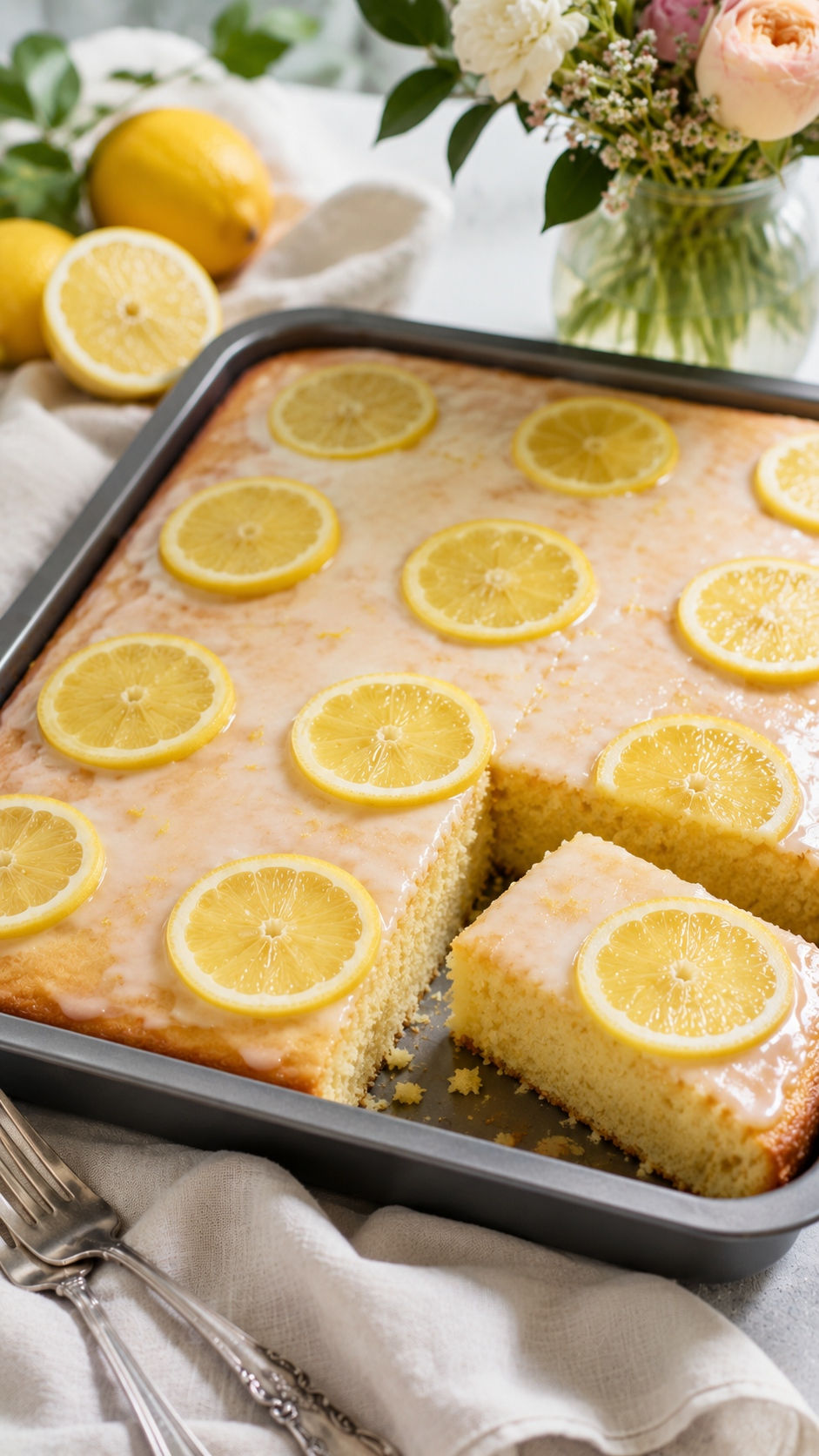 Zitronen-Buttermilch-Blechkuchen
