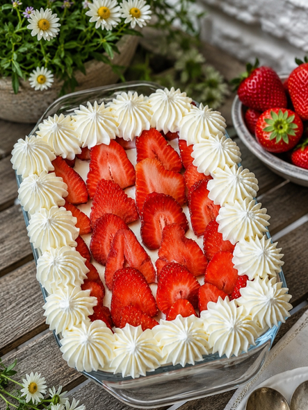Cremiges Erdbeer-Tiramisu mit frischen Erdbeeren, luftiger Mascarponecreme und in Erdbeersaft getränkten Löffelbiskuits. Das perfekte Sommerdessert zum Vorbereiten – einfach, fruchtig und unglaublich lecker.
