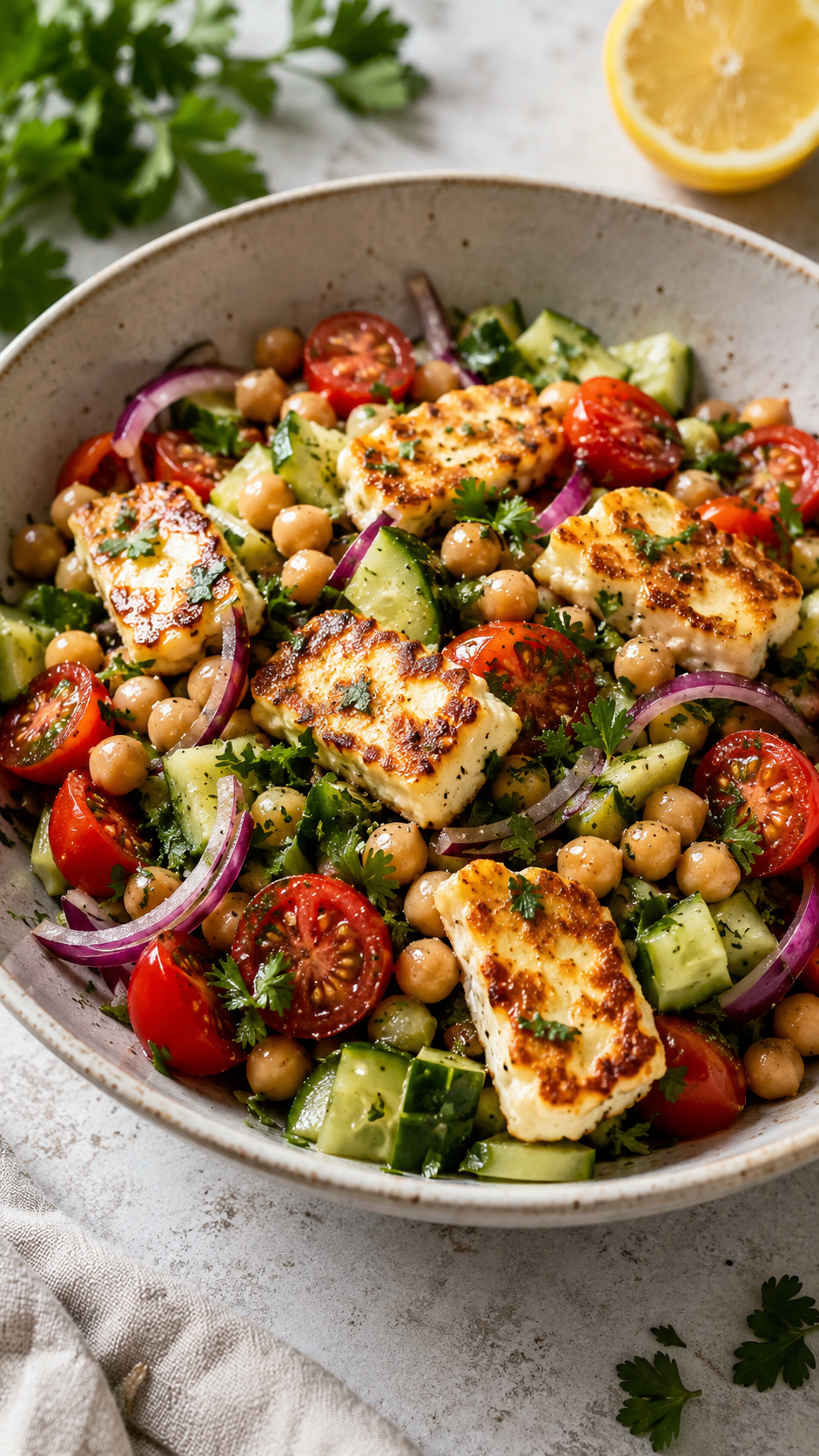 Halloumi-Kichererbsen-Salat