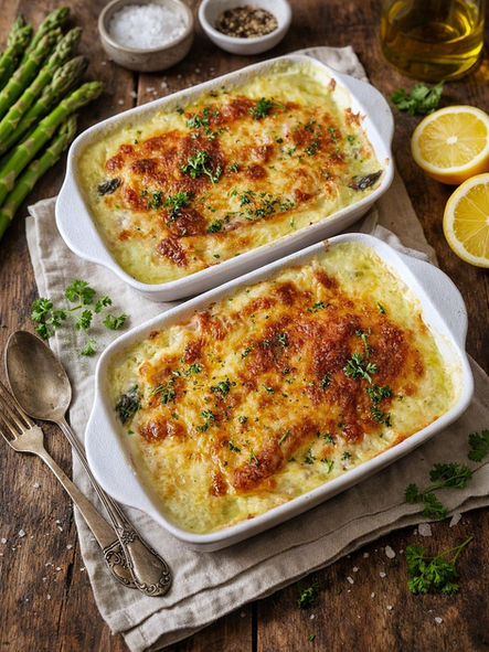 Einfaches Spargel Cannelloni Rezept mit Schinken und Béchamelsauce überbacken