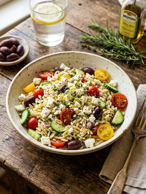 Mediterraner Orzo-Salat mit Feta – mein Lieblingssalat für warme Tage