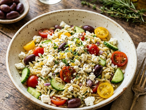 Mediterraner Orzo-Salat mit Feta – mein Lieblingssalat für warme Tage