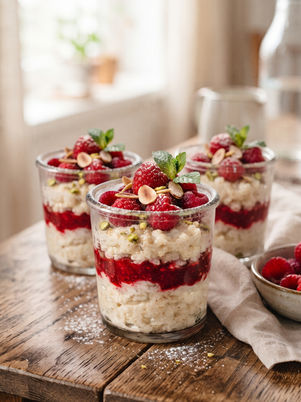 Himbeer-Milchreis im Glas – cremiges Schichtdessert wie von Oma, nur noch schöner