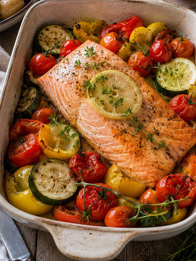 Lachs aus dem Ofen mit Zitronengemüse – einfach, gesund und voller Geschmack