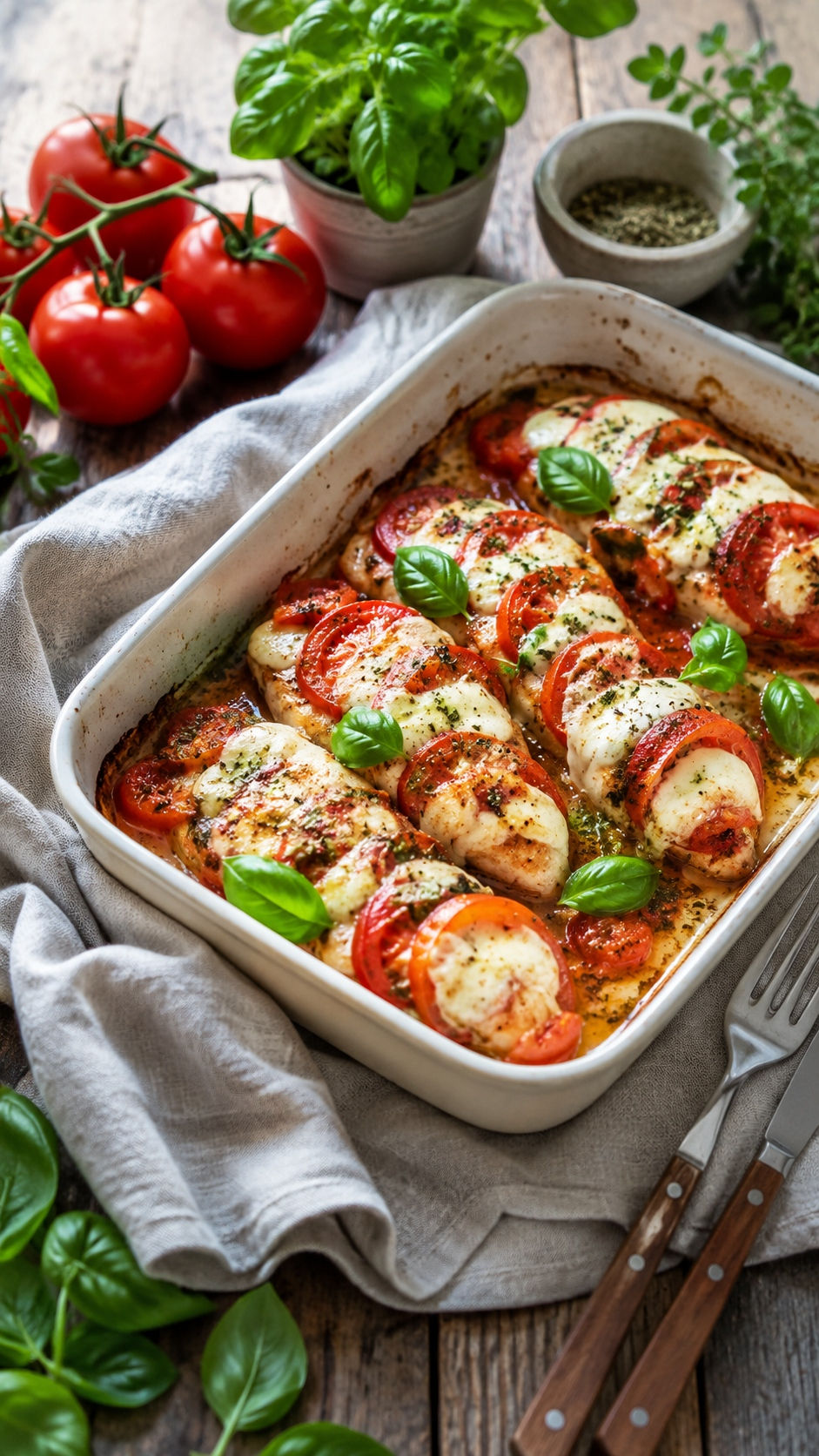Hähnchen-Caprese aus dem Ofen