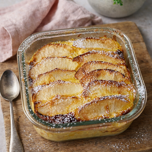 Quark-Auflauf mit Apfel und Kirschen/ wenig Kalorien