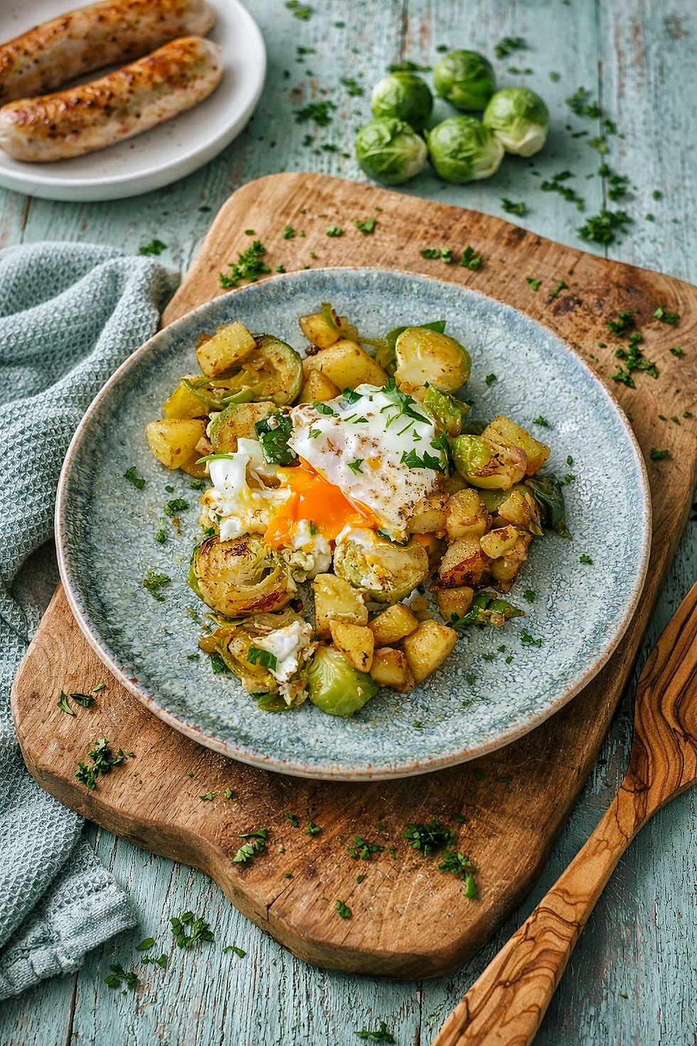 Kartoffel Rosenkohl Pfanne mit Lauch