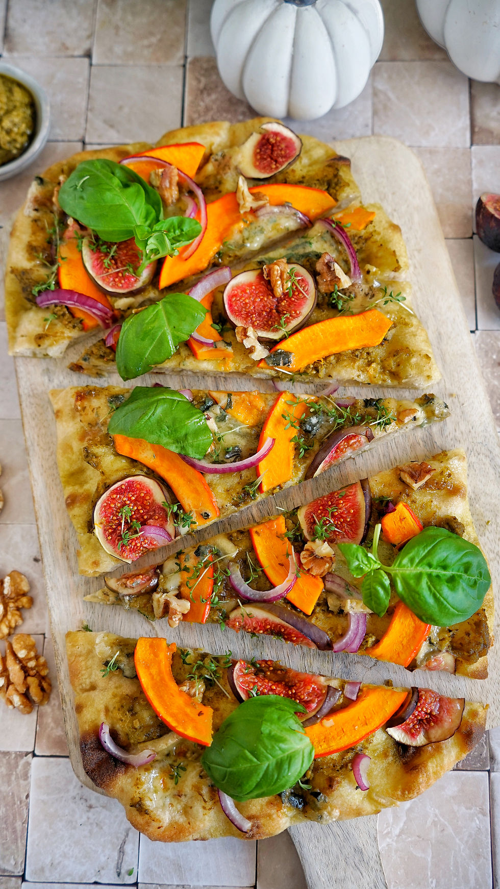 Tag 26: Kürbis-Pinsa mit Feigen und Blauschimmelkäse/30 Tage – 30 vegetarische Rezepte