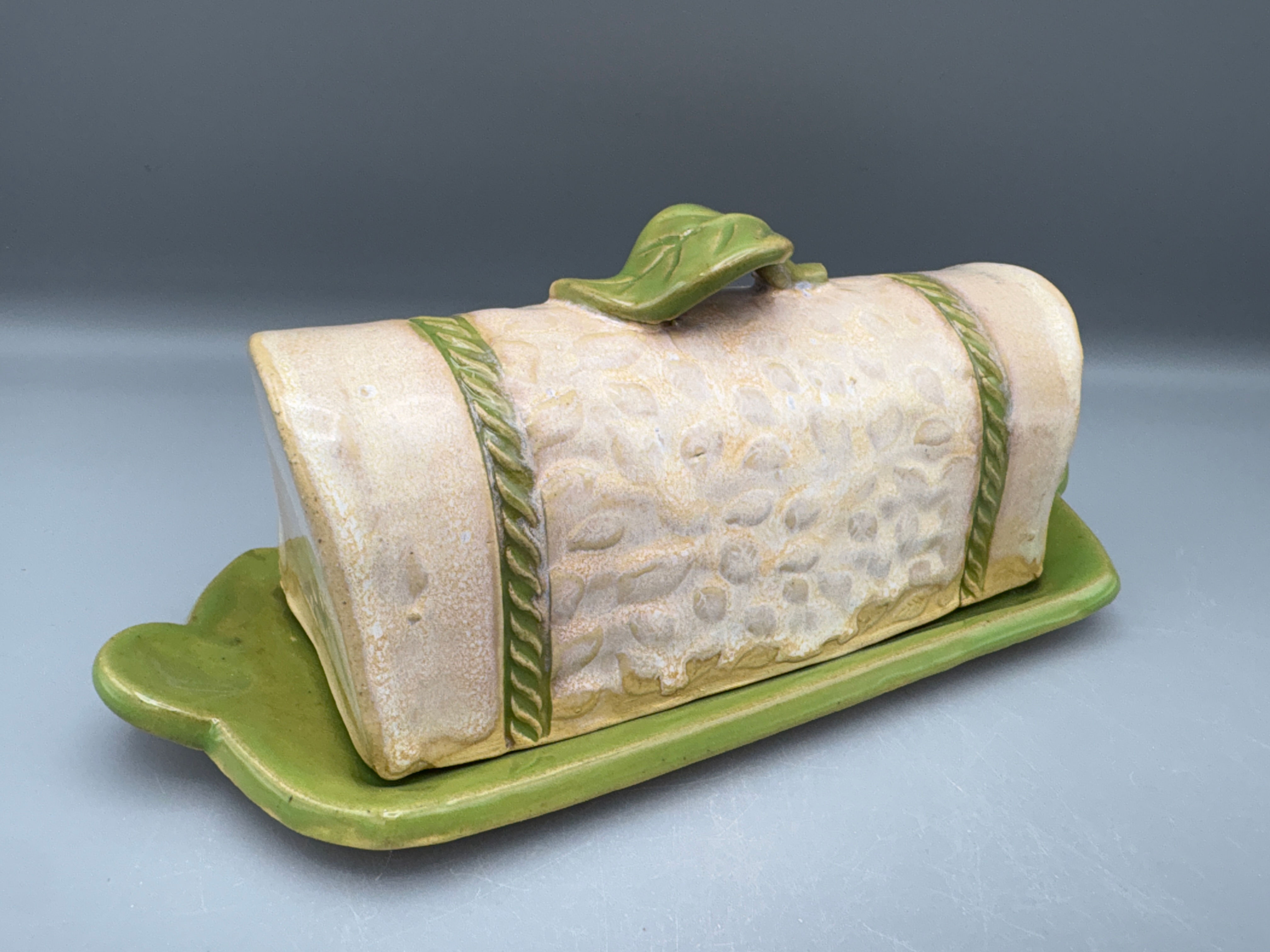 Butter Dish - Green Leaf