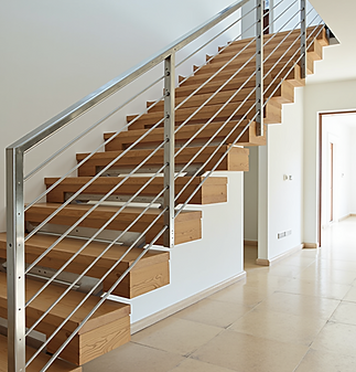 Picture of a staircase with a wood floor install