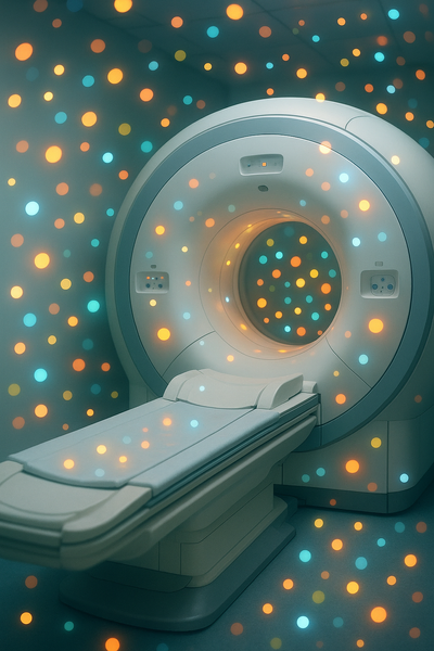 MRI Bild mit Lichtperlen Hypnose