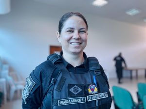 Há cinco anos na Patrulha da Mariana da Pena, guarda Andréia fala sobre fortalecer o atendimento. (Foto: Matheus Carvalho/SEC)