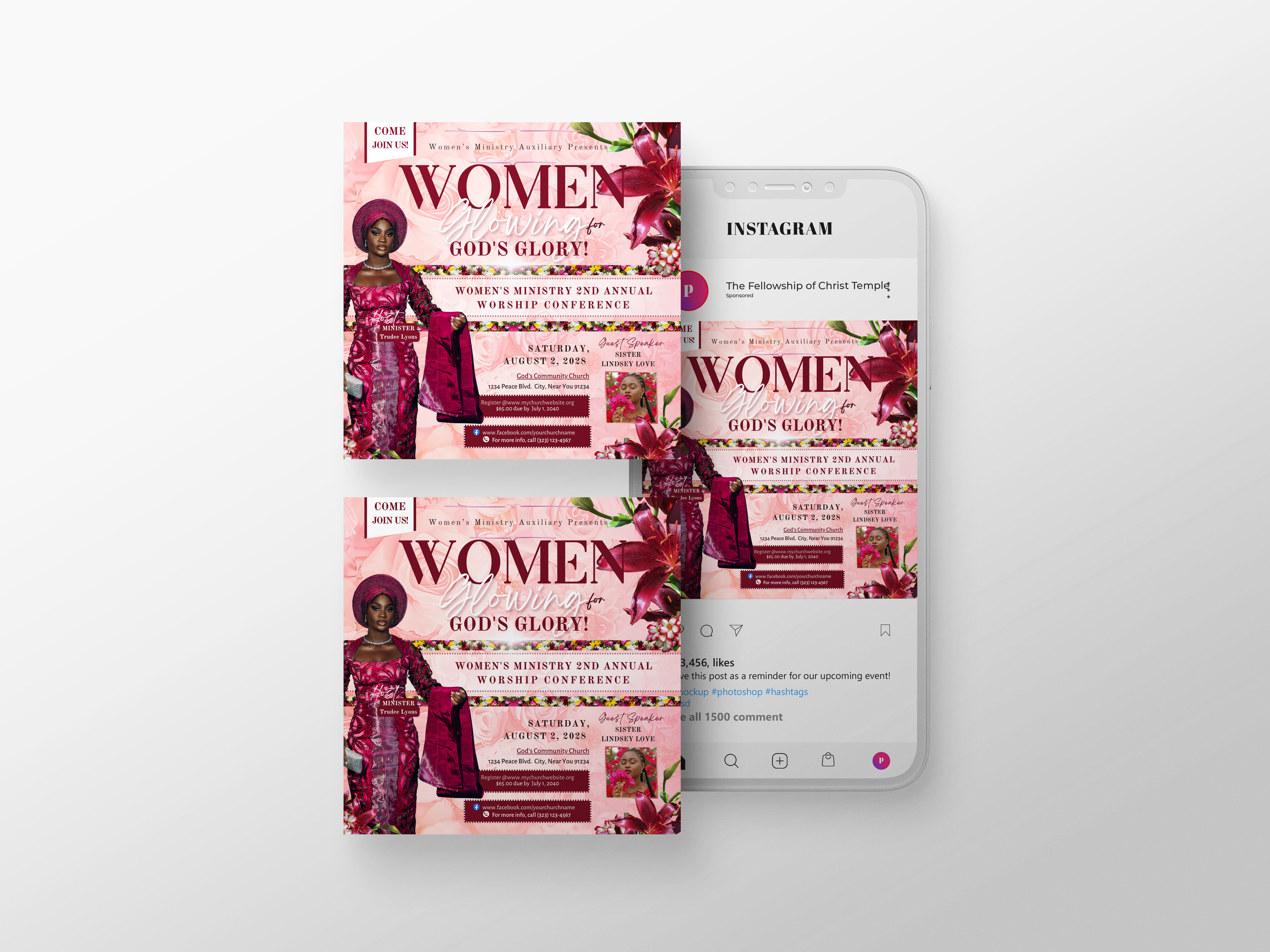 Rich Burgundy Lily Womens Ministry Conference Flyer Post