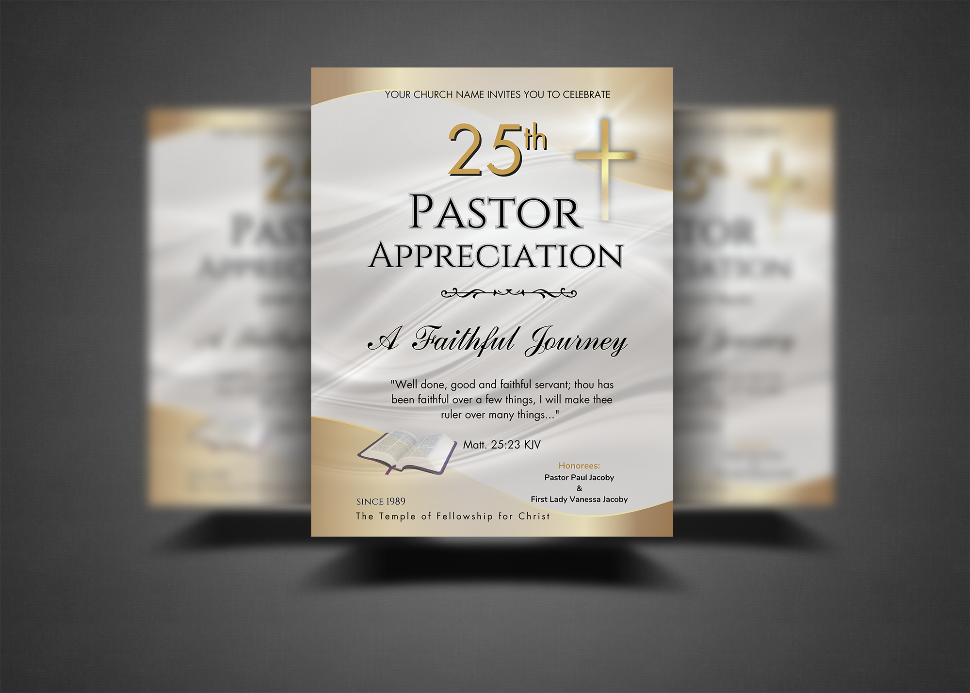 Gold & White Pastor Appreciation Program (Double Sided)