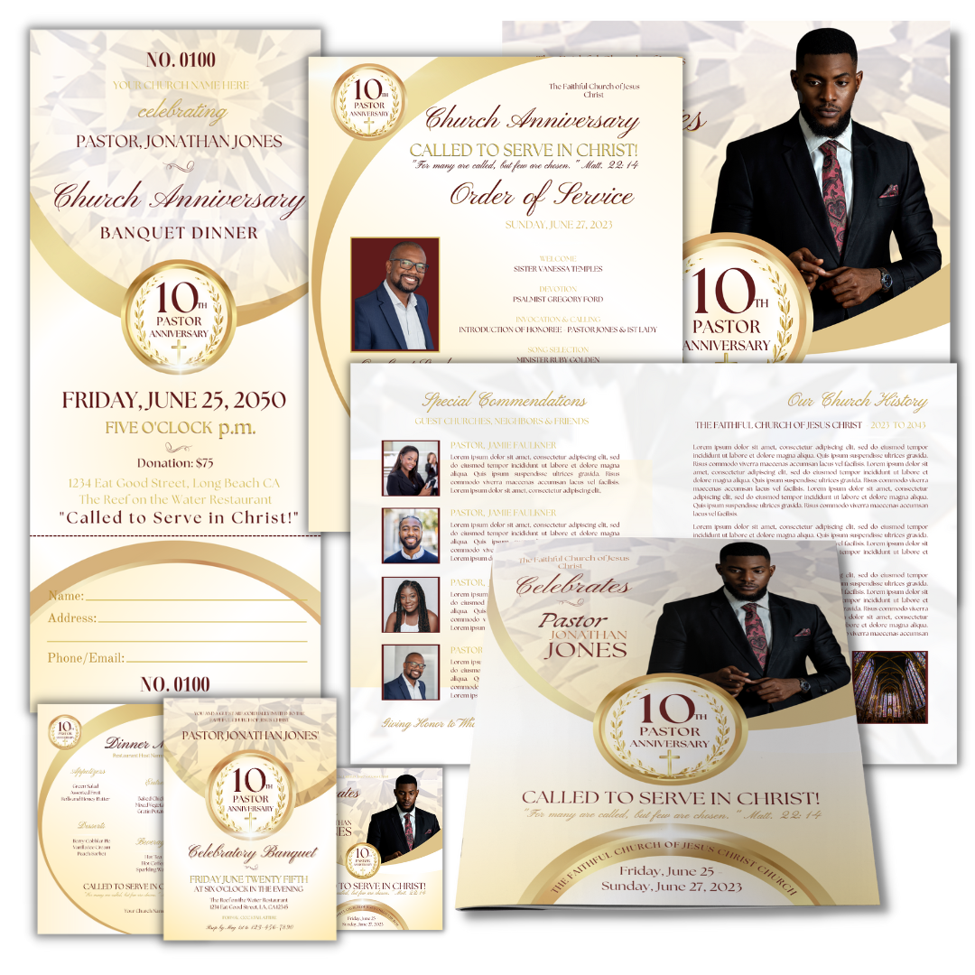 Ivory Gold Church Anniversary Template Bundle