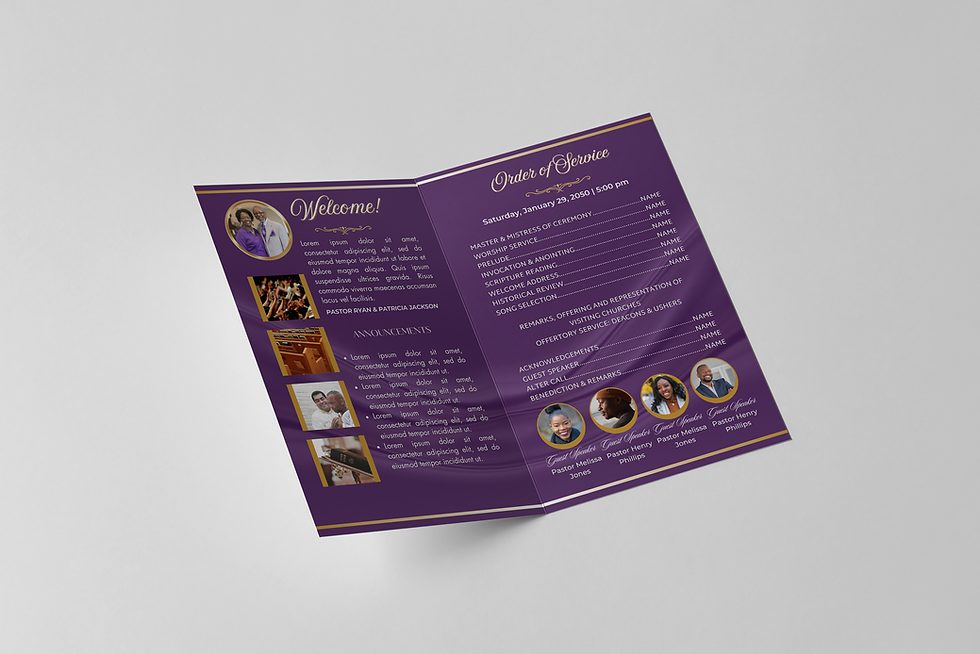 Fancy Purple Gold Church Anniversary Program