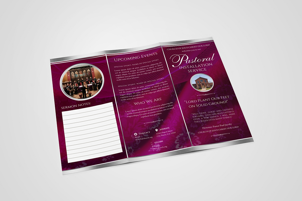 Thumbnail: Church Program Trifold - Burgandy & Silver