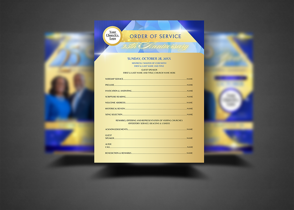 Thumbnail: Double Sided Blue Gold Church Anniversary Program