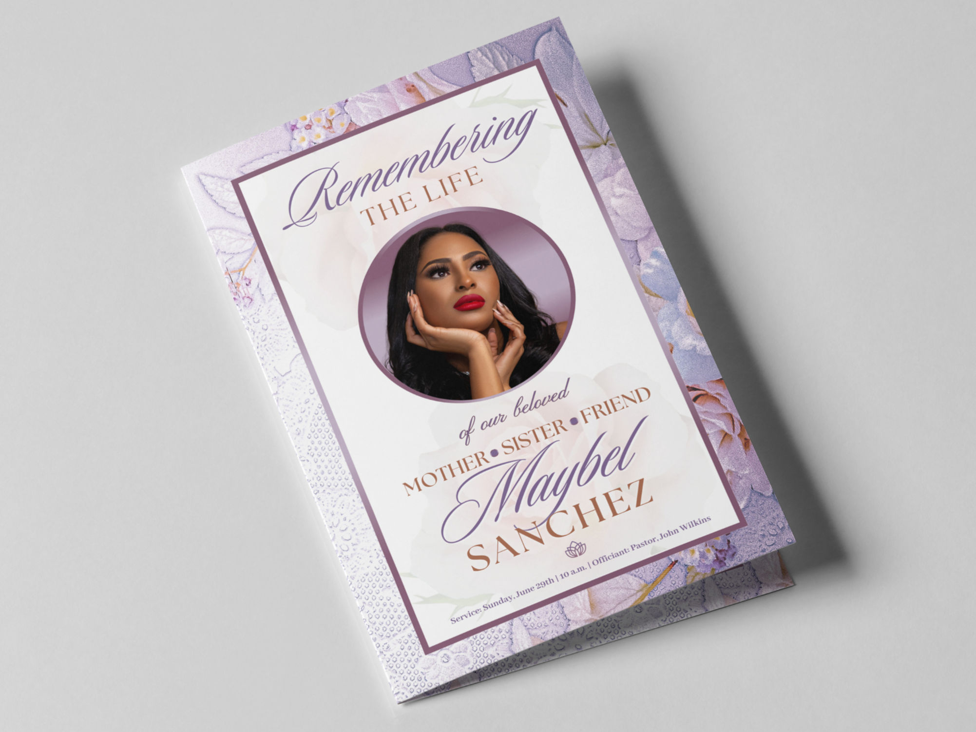 Pretty Lilac Funeral Program Template