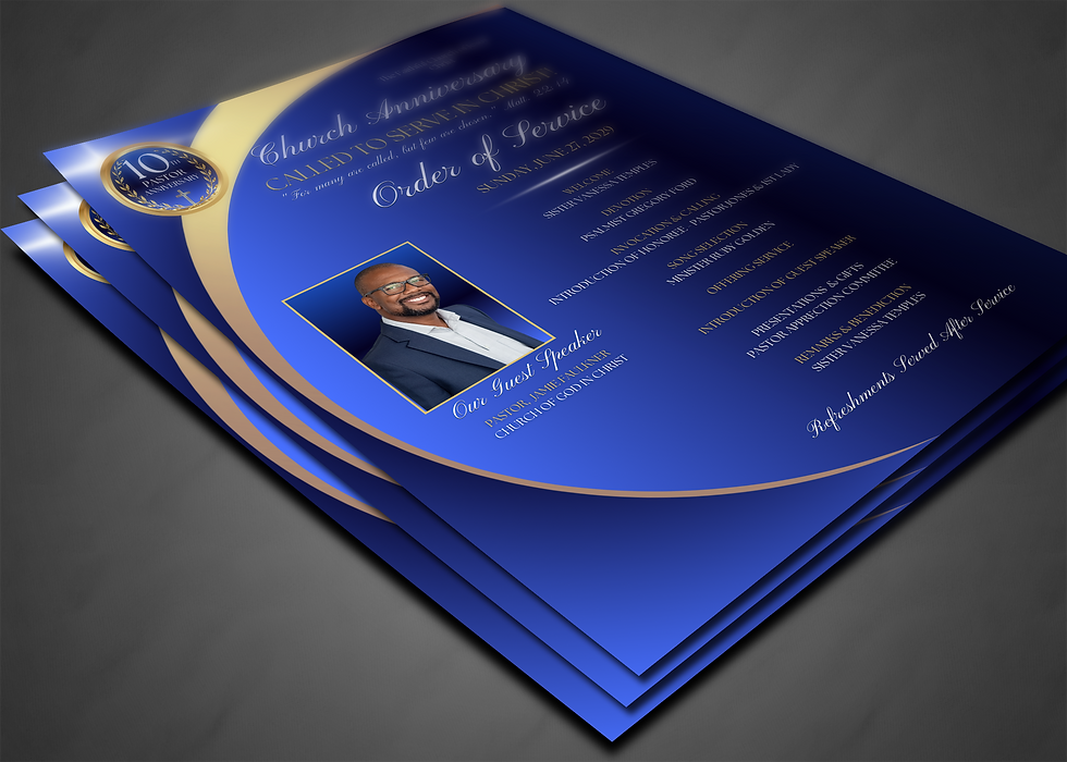Thumbnail: Blue and Gold Church Anniversary Double Sided Program Template
