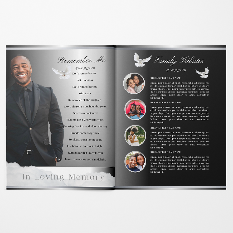 Thumbnail: Rest In Peace Black & Silver Obituary Template