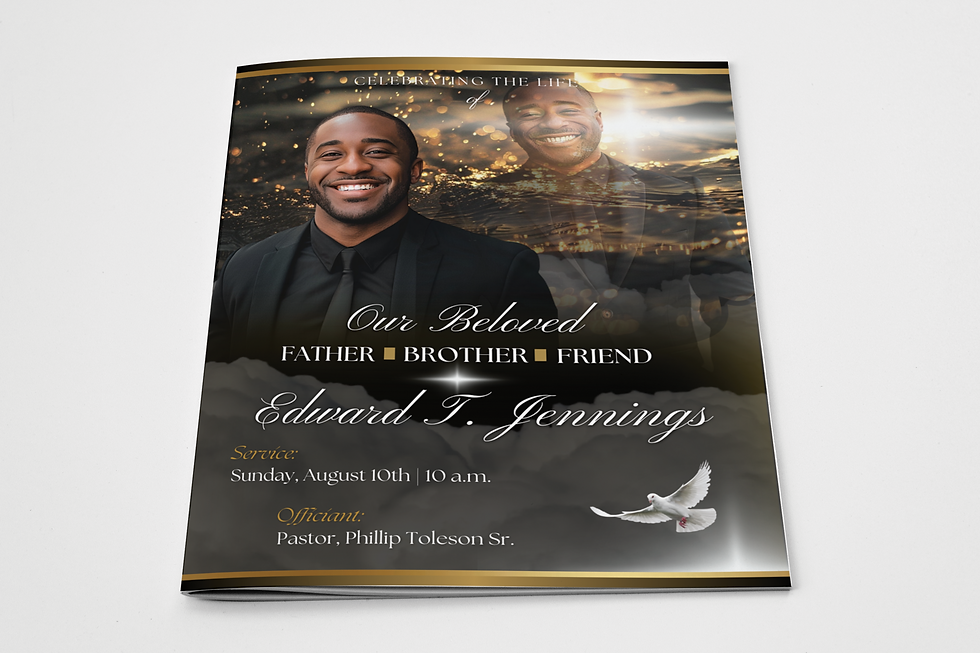 Rest In Power Funeral Obituary Template - Black Gold