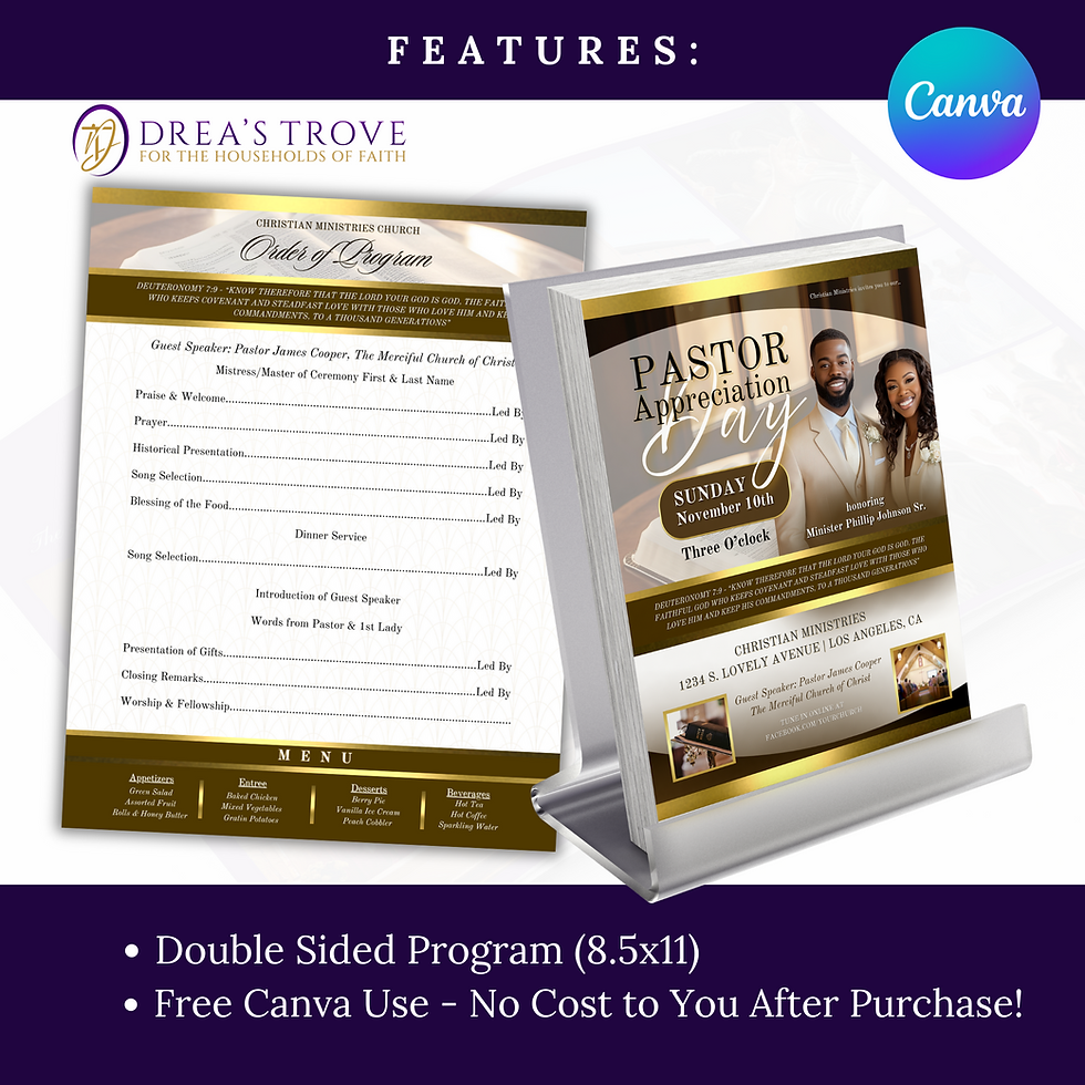Thumbnail: Double Sided Gold White & Church Anniversary Program