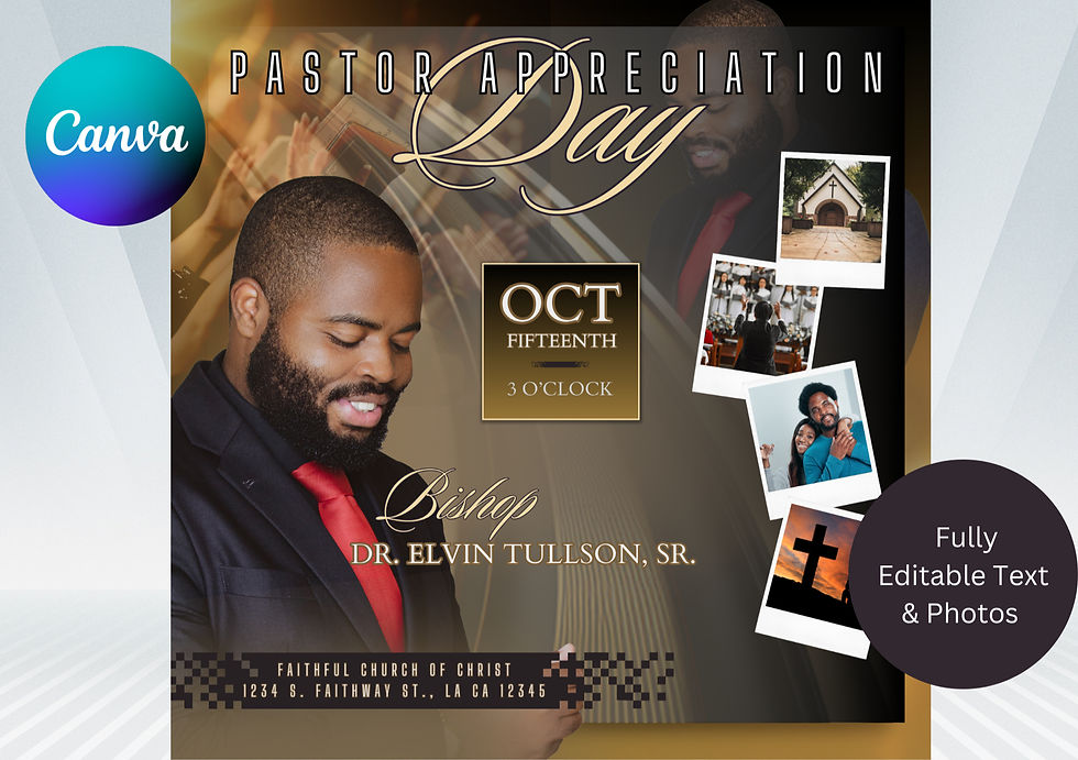 Gold & Black Pastor Appreciation Day Invitation Social Post