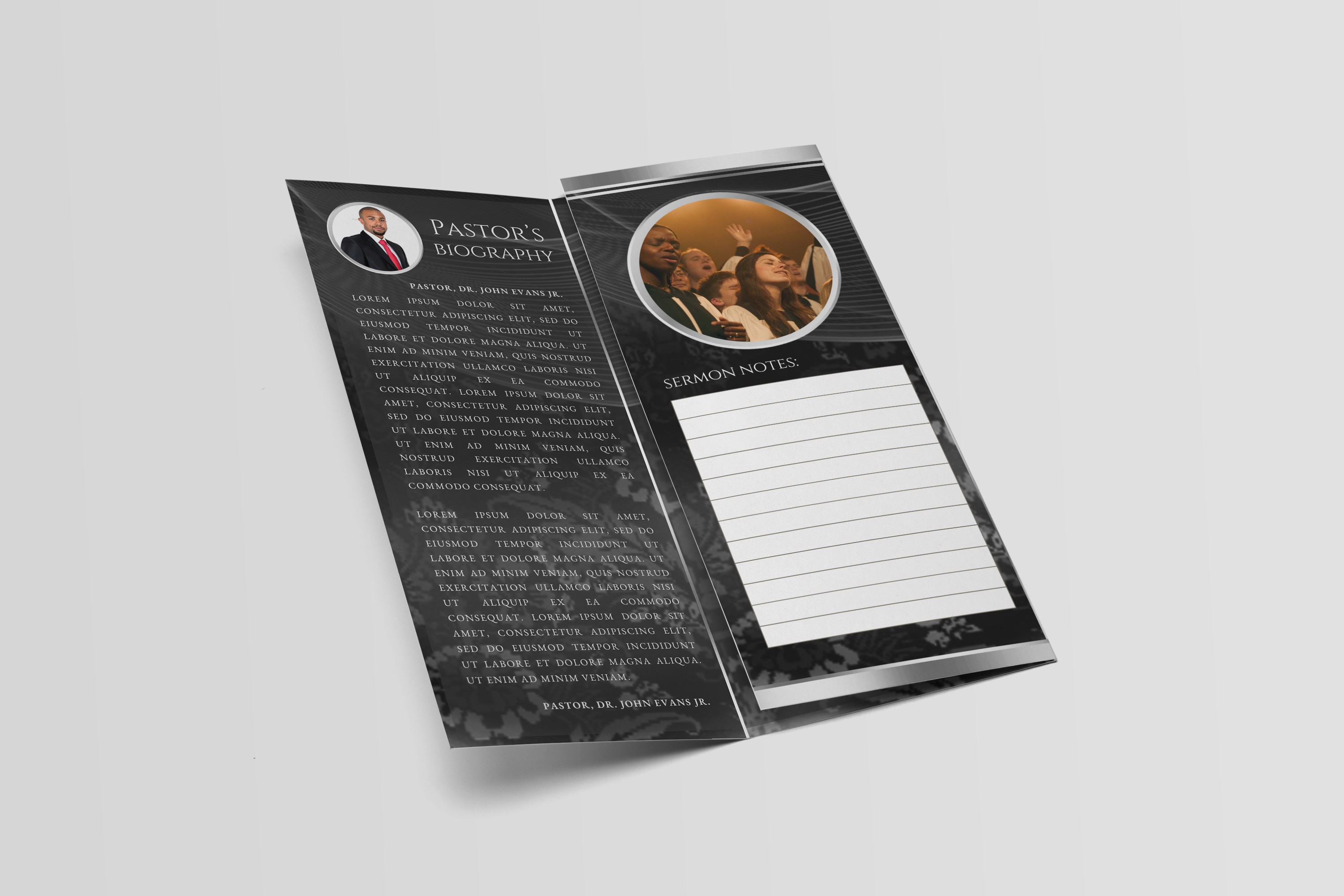 Black & Silver Trifold Church Program
