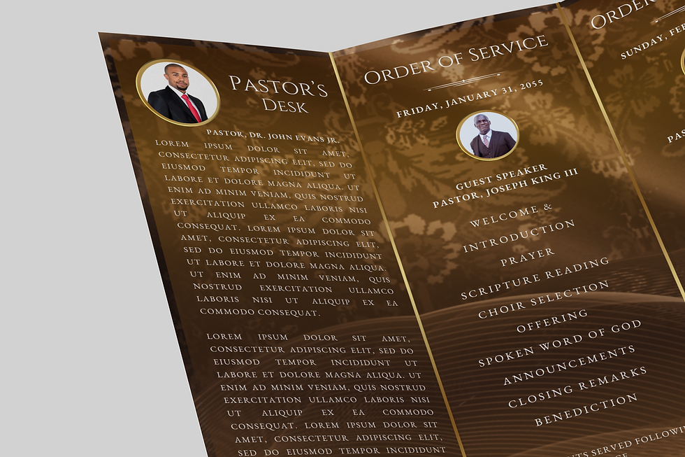 Thumbnail: Brown and Gold Trifold Church Program