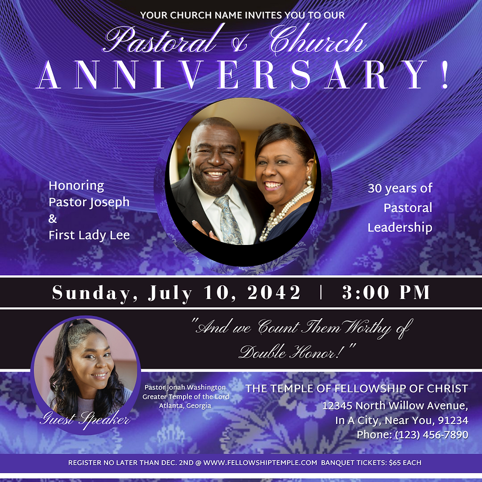 Thumbnail: Deep Lavendar Church Anniversary Flyer Social Post