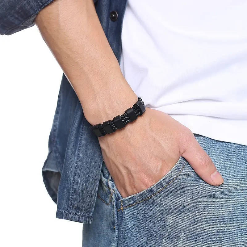 Miniature : Bracelet en cuir tressé