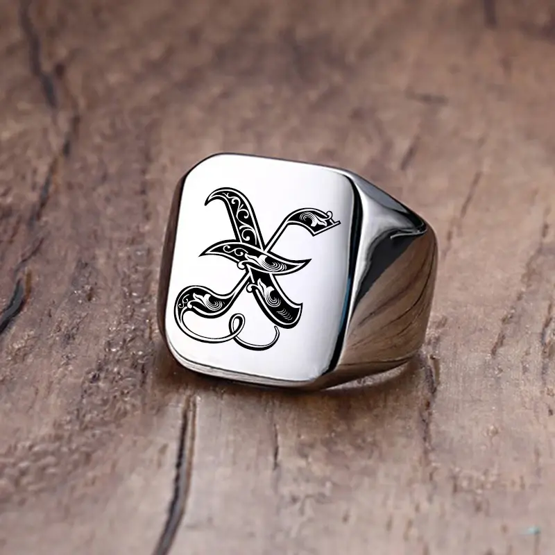 Miniature : Bague chevalière avec initiales rétro