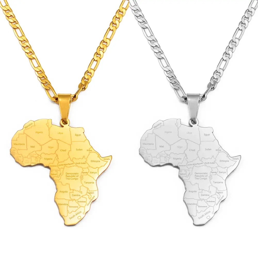 Pendentif "carte d'Afrique avec pays"