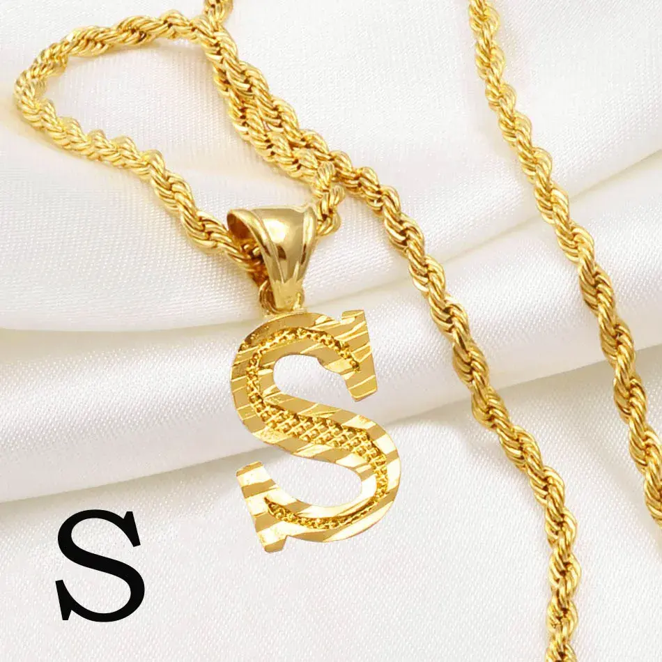 Miniature : Collier pendentif lettre plaqué or