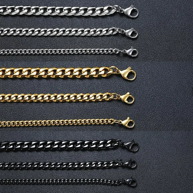 Miniature : Bracelet avec chaîne à maillons cubains larges