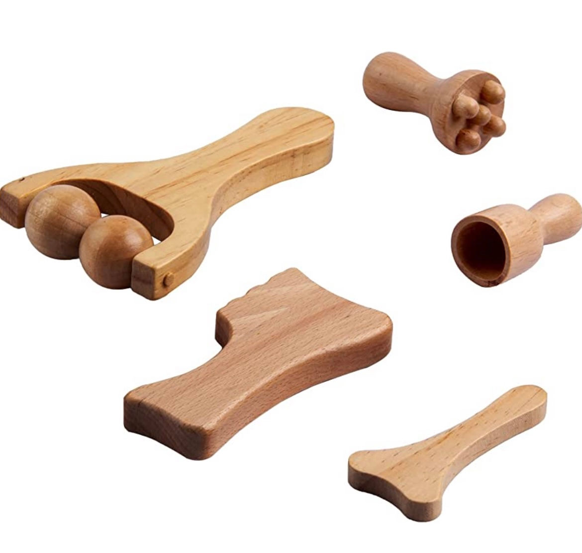 5 piece wooden facial lymph tools 
