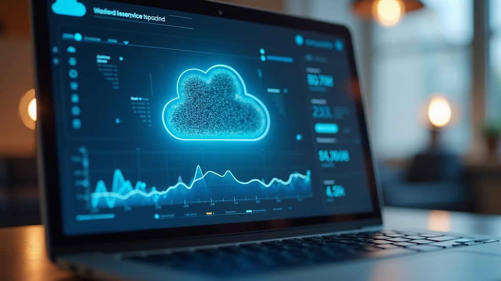 Close-up view of a laptop screen displaying cloud security analytics dashboard