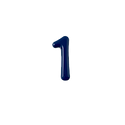 Number 1 navy blue, 3d glossy, plain background
