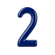 Number 2, navy blue, 3d glossy, plain background