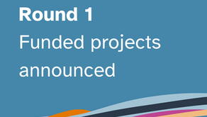 Text says "Research Funding Round 1. Funded projects announced." 