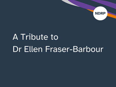 A navy blue tile that says, "A tribute to Dr Ellen Fraser-Barbour".