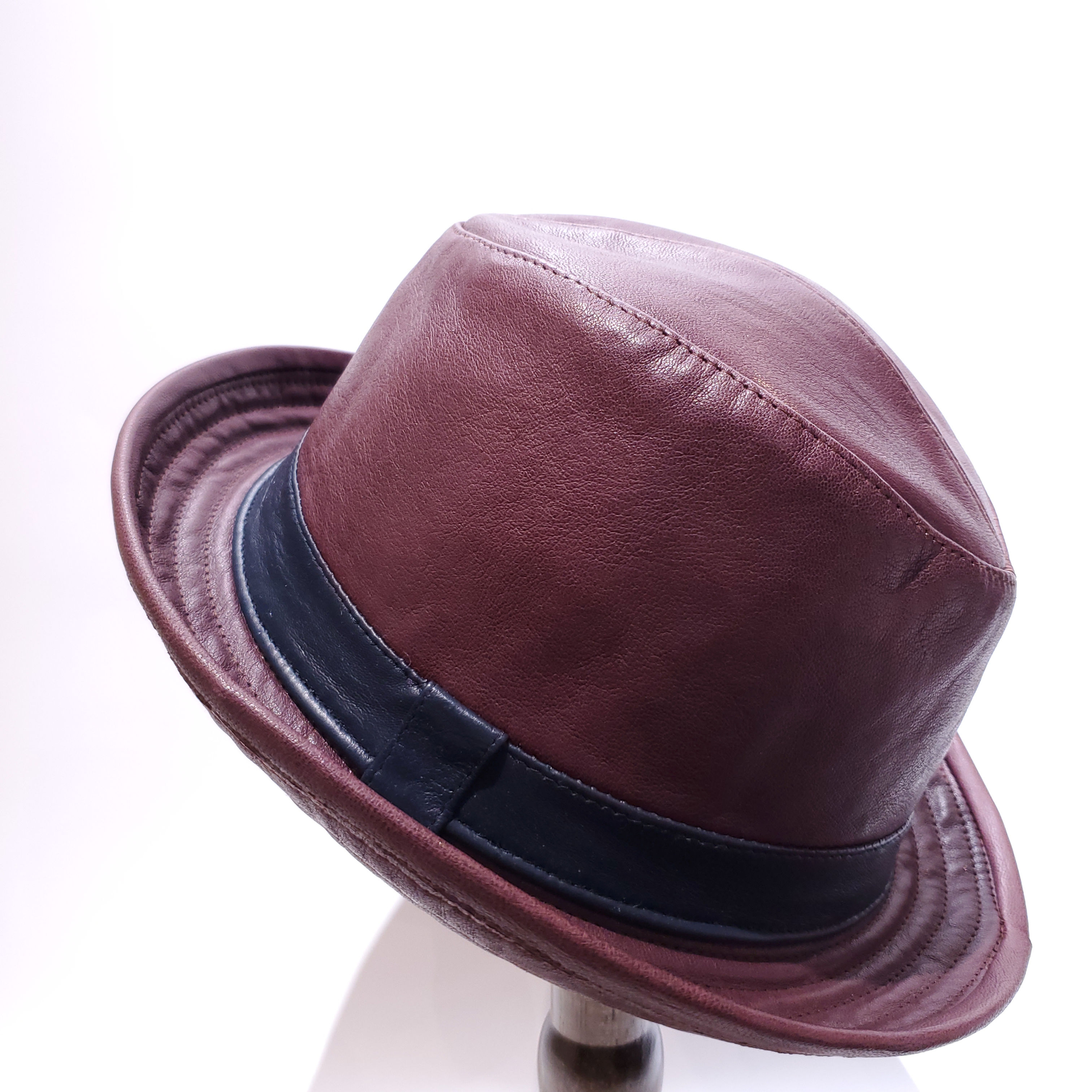 義大利酒紅藍邊紳士帽