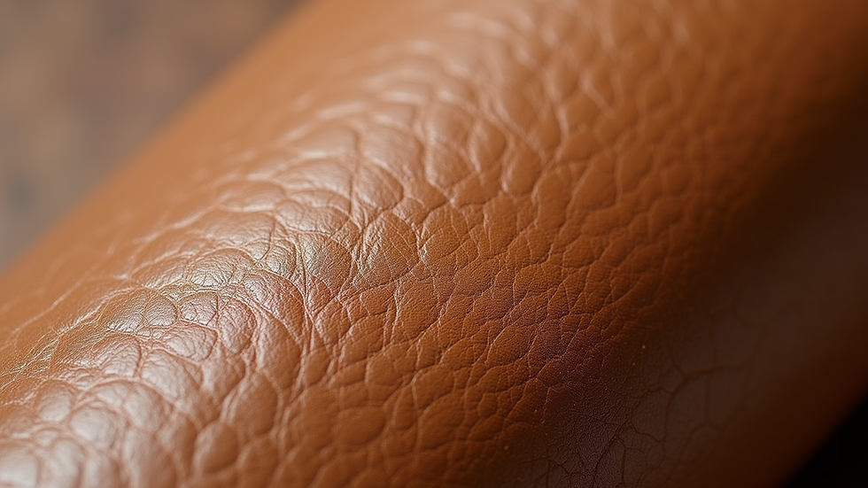 Close-up view of natural leather texture showing irregular grain