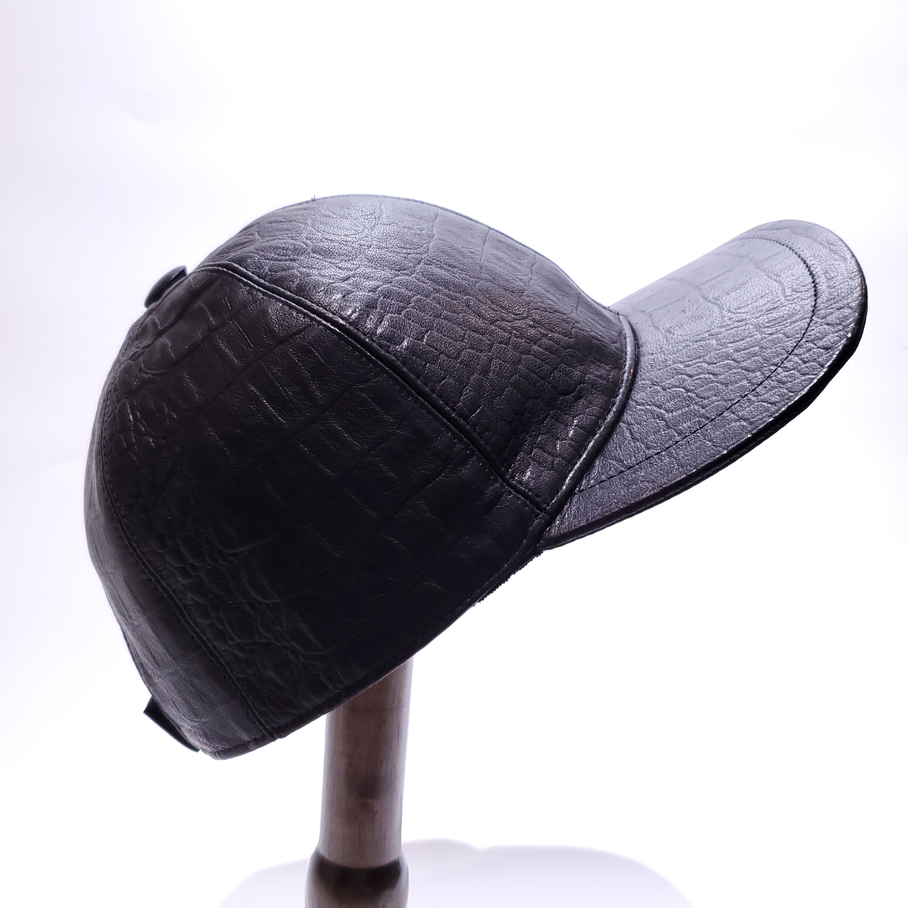 義大利深黑鱷魚壓紋皮革棒球帽